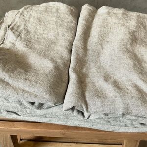 Pure Luxury Linen Natural Grey / Beige Duvet Cover Set Queen Size